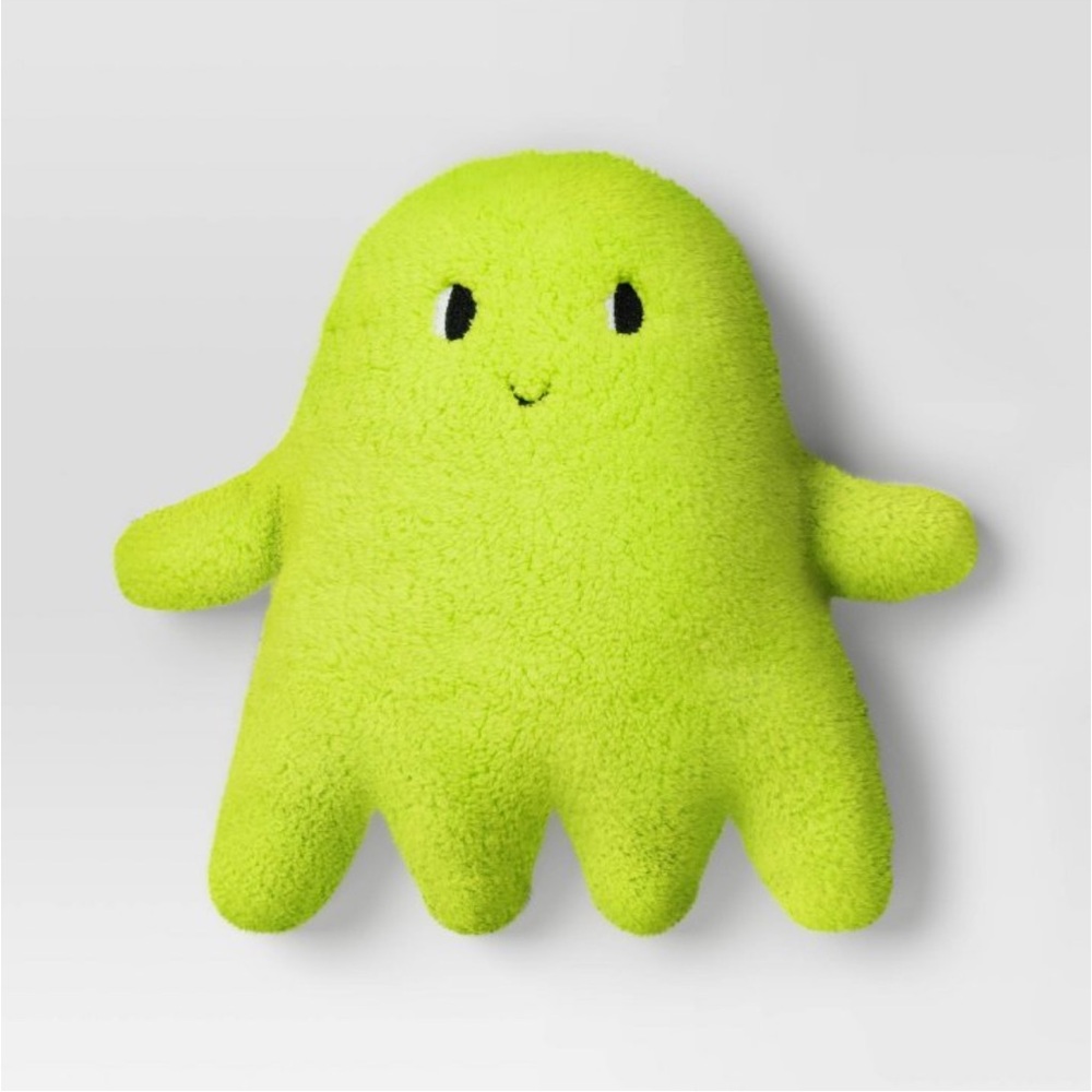 Ghost Shaped Faux Shearling Halloween Throw Pillow Green - Hyde & EEK! Boutique